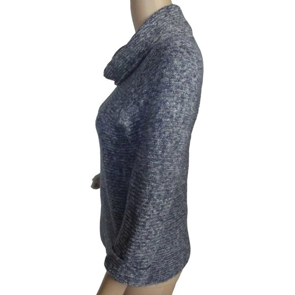 Jillian & Nicole PS Denim Blue White Marled Cowl Neck Sweater SP variegated yarn - Picture 6 of 9